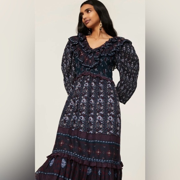 GUC Sea New York- Nadine Border Maxi Dress. Size 12 - Picture 4 of 13